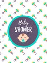 Vertical baby shower card with a cute baby boy. ItÃ¢â¬â¢s a boy